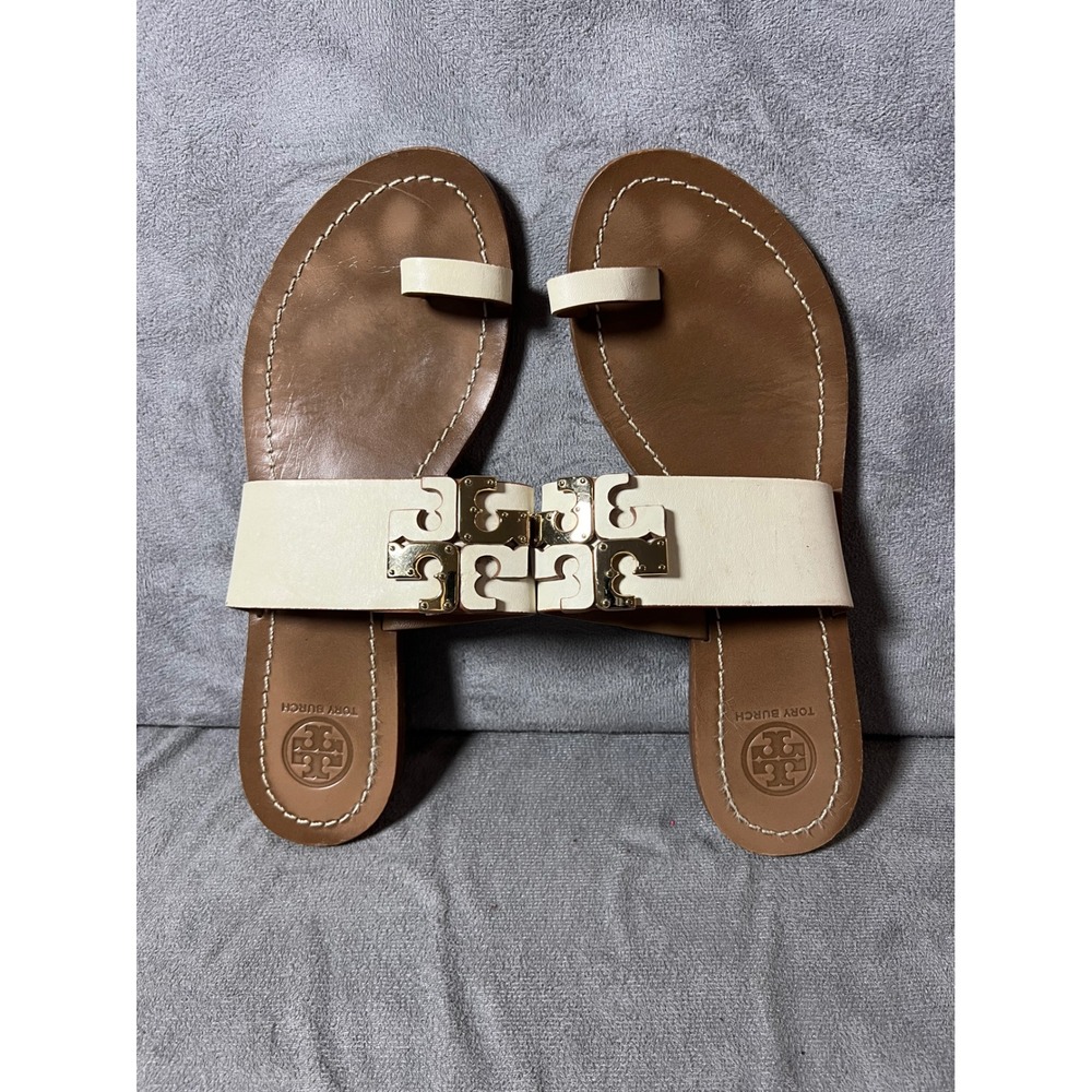 Tory Burch Women's White Leather Miller Flip Flop Sandals Size 7M